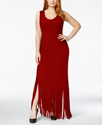 INC International Concepts Plus Size Fringe Maxi Dress, Only at Macy&#39;s - Dresses - Plus Sizes ...