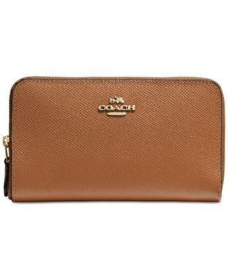 COACH Medium Zip Around Wallet in Crossgrain Leather - Handbags & Accessories - Macy&#39;s