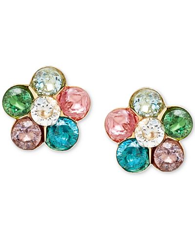 earrings 14k stud flower gold cubic zirconia children