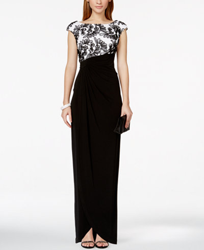 petite connected faux wrap dresses gown soutache macys macy mother bride www1 embroidered gowns