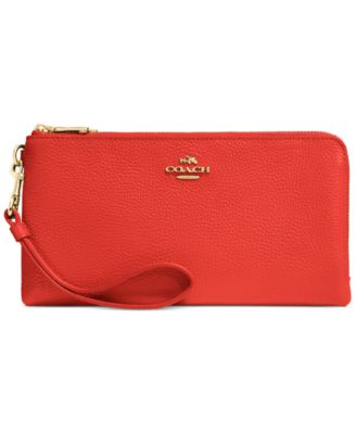 COACH Double Zip Wallet in Polished Pebble Leather - Handbags & Accessories - Macy&#39;s