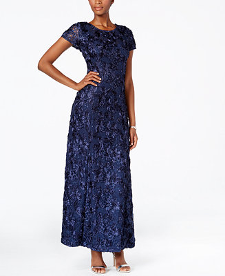 Alex Evenings Rosette A-Line Gown - Dresses - Women - Macy&#39;s