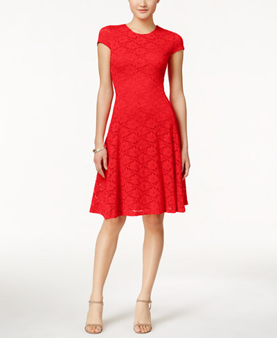 Alfani Lace Fit & Flare Dress, Only at Macy&#39;s - Dresses - Women - Macy&#39;s