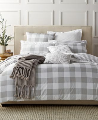 Charter Club Damask Designs Gingham Dove Bedding ...