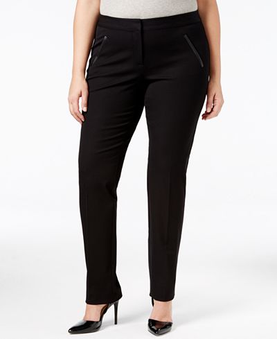 pants plus alfani tapered faux leg trim leather macy