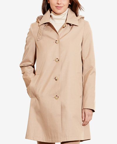 lauren macy hooded raincoat breasted ralph single line