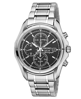 Seiko Watch, Men's Solar Chronograph Stainless Steel Bracelet 39mm SSC001 - Watches - Jewelry