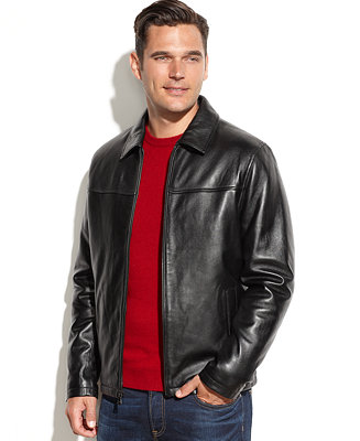 Izod Leather Bomber Jacket - Coats & Jackets - Men - Macy&#39;s