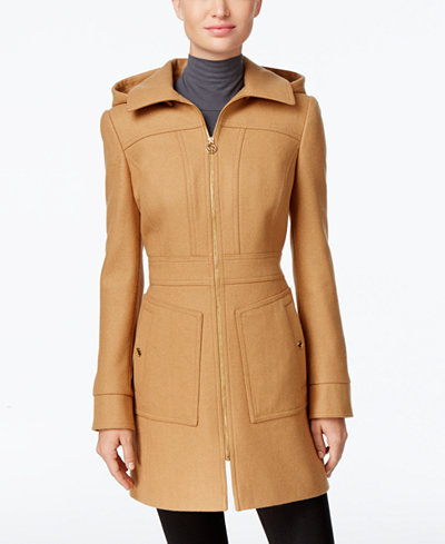 MICHAEL Michael Kors Hooded Wool-Blend Coat, Only at Macy&#39;s - Coats - Women - Macy&#39;s