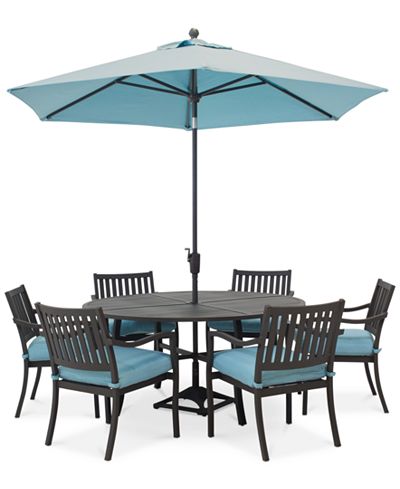 Holden Outdoor Aluminum 7-Pc. Dining Set (60" Round Dining ...