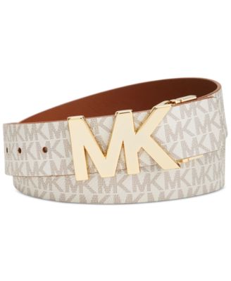 MICHAEL Michael Kors Reversible MK Signature Plaque Belt