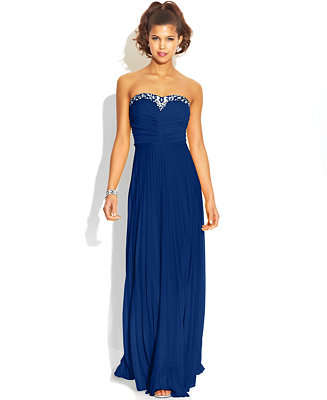B Darlin Juniors&#39; Pleated Embellished Gown, A Macy&#39;s Exclusive - Juniors Dresses - Macy&#39;s