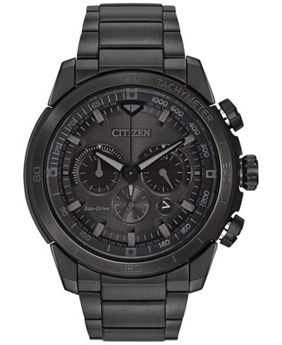 Citizen Men's Chronograph Eco-Drive Black Ion-Plated Stainless Steel Bracelet Watch 48mm CA4184-81E