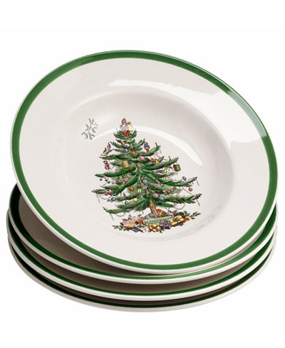 Spode Dinnerware, Set of 4 Christmas Tree Rim Soup Bowls - Fine China - Macy's