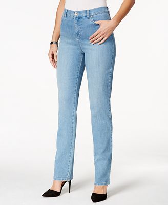 Style & Co. Petite Tummy-Control Straight-Leg Placid Wash Jeans, Only at Macy&#39;s - Jeans - Women ...
