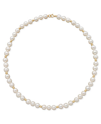 Pearl Necklace, Children&#39;s 14k Gold Cultured Freshwater Pearl Strand - Necklaces - Jewelry ...