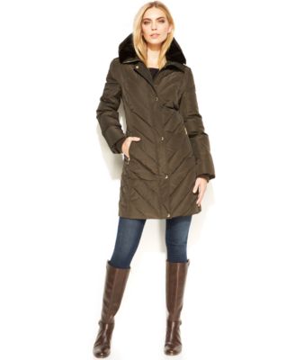 MICHAEL Michael Kors Faux-Fur Hooded Quilted Down Puffer Coat