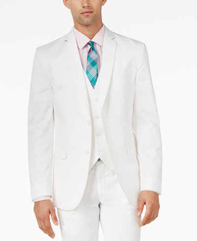 Bar III White Solid Cotton Slim-Fit Jacket, Only at Macy's