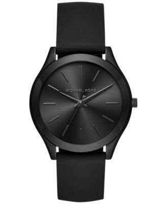 Michael Kors Women\u0026#39;s Slim Runway Sporty Black Silicone Strap Watch 42mm MK2513, Only at Macy\u0026#39;s