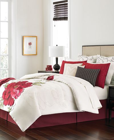 Martha Stewart Collection Plum Blossom 14-Pc. Queen Comforter Set, Only at Macy&#39;s - Bed in a Bag ...