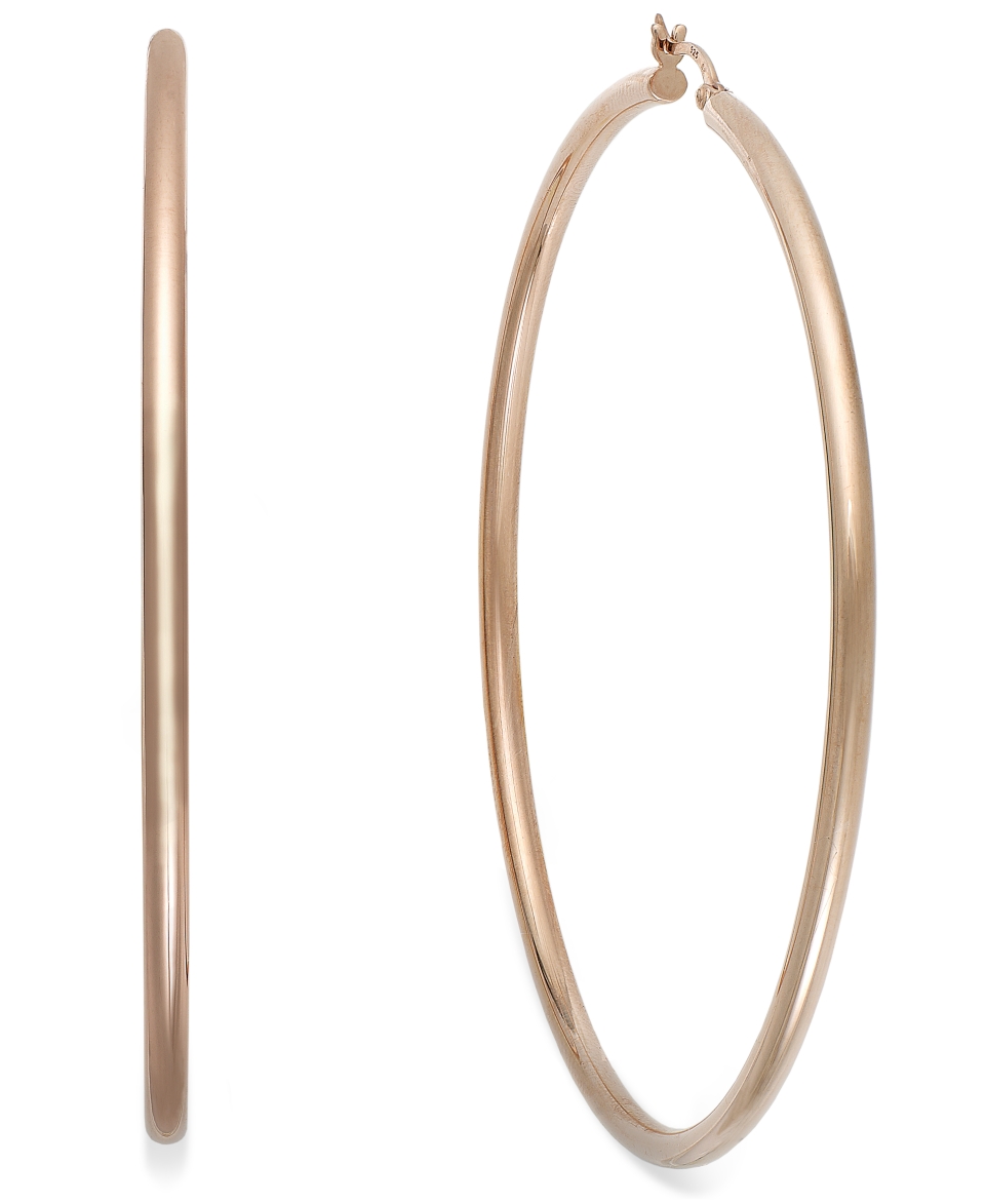Round Hoop Earrings in 14k Rose Gold Vermeil, 80mm   Earrings