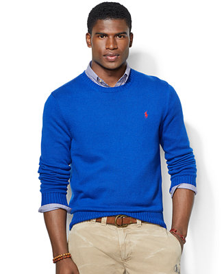 Polo Ralph Lauren Sweater, Crew Neck Cotton Pullover - Sweaters - Men ...