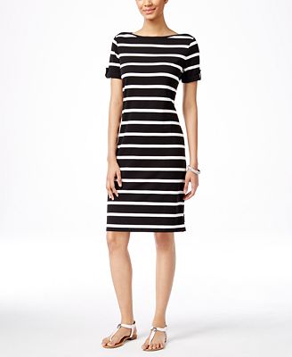 Karen Scott Striped T-Shirt Dress, Only at Macy's - Dresses - Women ...
