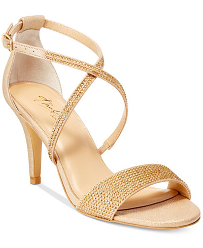 Thalia Sodi Dulce Rhinestone Strappy Evening Sandals, Only at Macy's ...