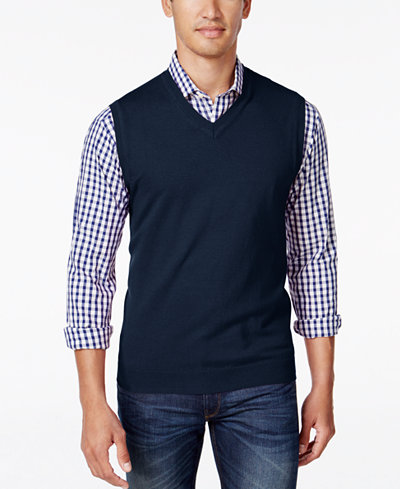 Club Room Men's V-Neck Sweater Vest, Only at Macy's - Sweaters - Men ...