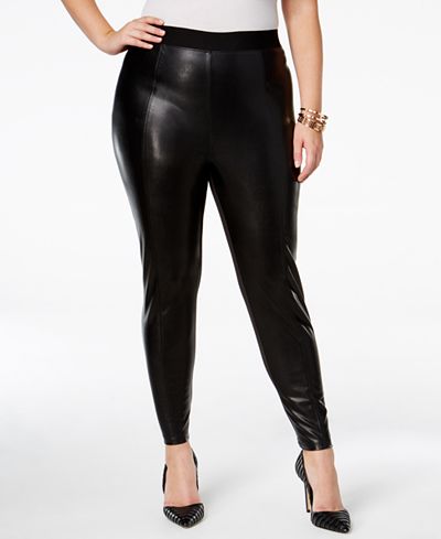 RACHEL Rachel Roy Curvy Trendy Plus Size Faux-Leather Leggings - Pants ...