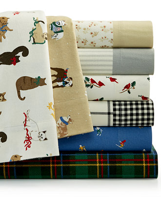 Martha Stewart Collection Printed Cotton Flannel Sheet Sets, Only at Macy&#39;s - Sheets - Bed ...
