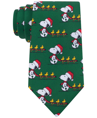 Peanuts Men's Christmas Snoopy with Santa Hat Tie