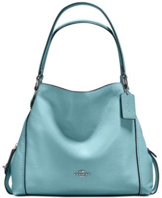 COACH EDIE SHOULDER BAG 31 IN POLISHED PEBBLE LEATHER, SILVER/CLOUD ...
