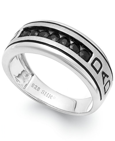 silver dad engraved ring