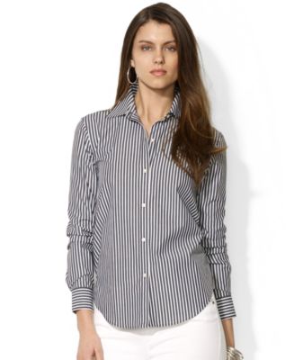 Lauren Ralph Lauren Long-Sleeve Pinstripe Shirt - Tops - Women - Macy's