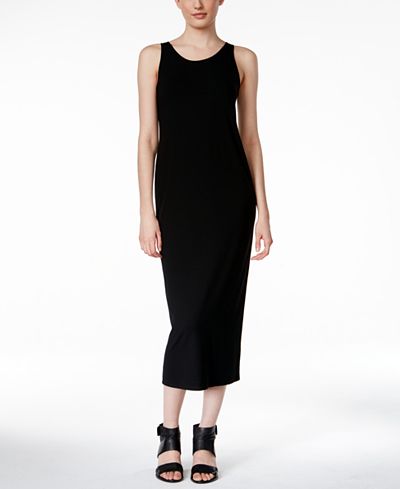 eileen fisher dress midi scoop jersey neck