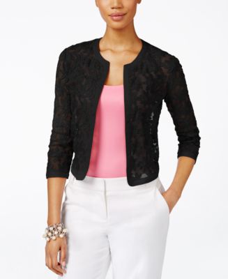 Anne Klein Floral-Lace Cropped Cardigan - Women - Macy's