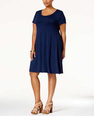 Style & Co. Plus Size Short-Sleeve Swing Dress, Only at Macy's ...