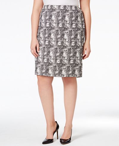 kasper jacquard pencil skirt plus