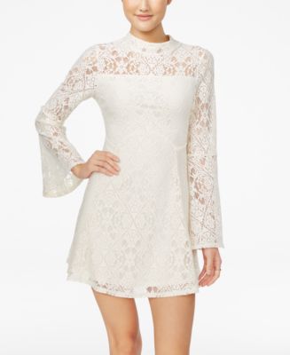 Material Girl Juniors&#39; Lace Bell-Sleeve Shift Dress, Only at Macy&#39;s - Juniors Dresses - Macy&#39;s