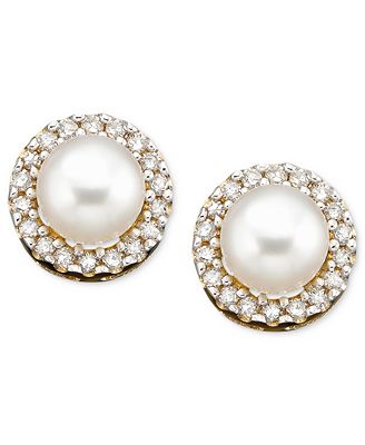 earrings pearl freshwater diamond cultured accent gold 10k watches jewelry macys macy
