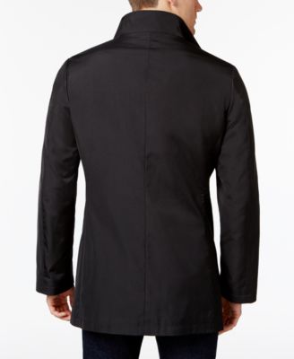 CALVIN KLEIN MEN'S SLIM FIT BLACK SOLID RAINCOAT