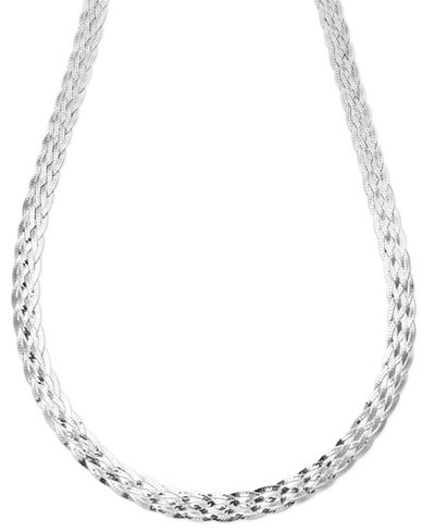 Giani Bernini Sterling Silver Necklace, Silver Braided ...