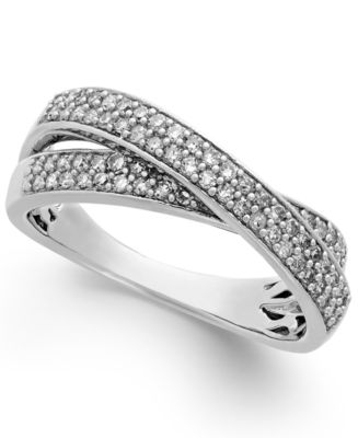 Diamond Crossover Ring in Sterling Silver (1/2 ct. t.w.) - Sale & Clearance - Jewelry & Watches ...