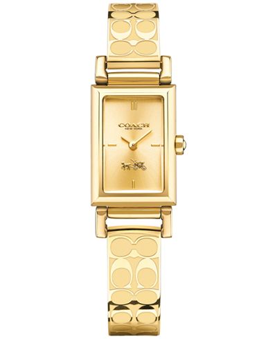 COACH WOMEN&#39;S SIGNATURE ETCHED GOLD-PLATED BANGLE BRACELET WATCH 30X17MM 14502122 - Watches ...