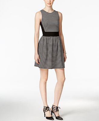 Bar III Striped Fit & Flare Dress, Only at Macy's - Dresses - Women ...