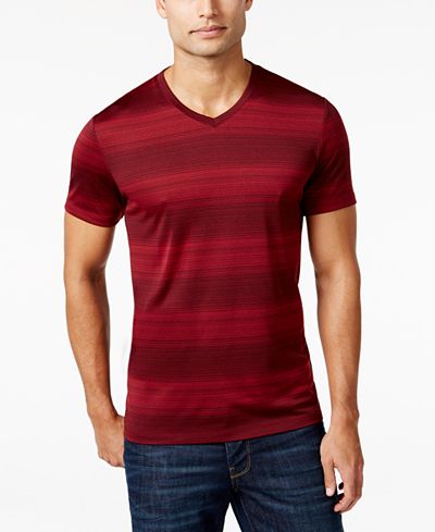 Alfani Men's Big and Tall V-Neck Striped T-Shirt, Only at ...