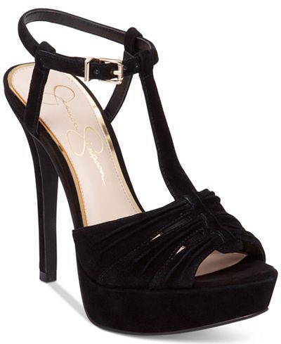 Jessica Simpson Bassie Ruched T-Strap High-Heel Platform Sandals ...