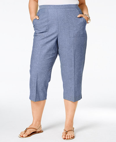 Alfred Dunner Plus Size St. Augustine Collection Chambray Capri Pants ...