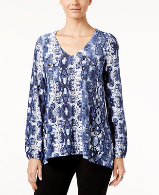 INC International Concepts Snakeskin-Print Blouse , Only at Macy's ...